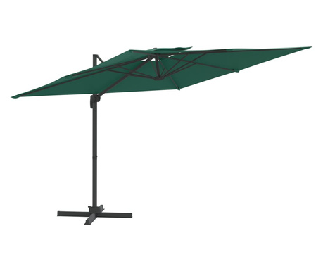 zöld dupla tetős konzolos napernyő 300x300 cm