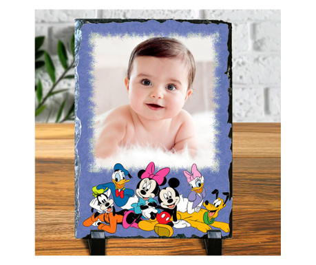 Tablou din placa ardezie, personalizabil, model Minnie si Mickey Mouse 1, 20x25 cm