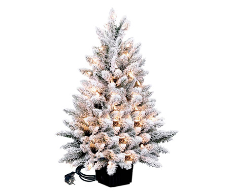 Brad artificial Flock Deluxe Pot Tree LED cu cablu, inaltime 90 cm