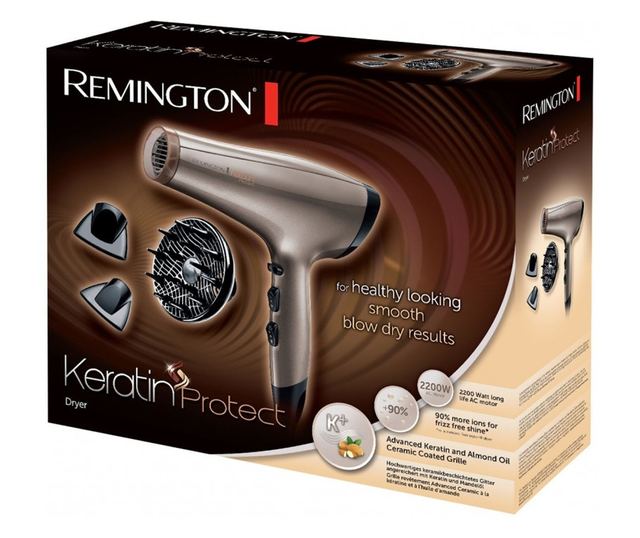 Сешоар Remington Keratin Protect AC8002, 2200W, 3 степени на температурата, 2 скорости, Cool Shot, Бронз