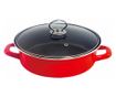 Tava si cratita 2in1 Rosberg R51222A32CT, 32 cm, Marmura, Capac, Inductie si cuptor, Rosu
