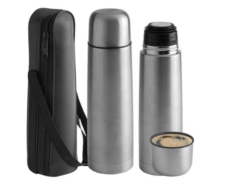 Θερμός Rosberg R52010C, 350 ml, Διπλά Τοιχώματα, Θήκη και Κύπελλο, Ανοξείδωτο Ατσάλι