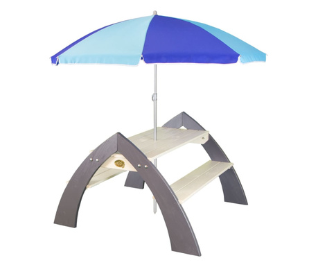 AXI Kylo fehér és szürke XL-es gyerekpiknikasztal napernyővel