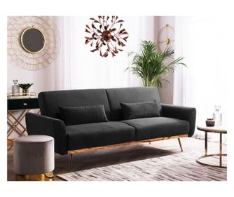 Canapea Amadeo 211x83x85 cm Rabatabila Catifea Negru 