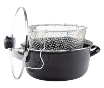 Cratita friteuza cu capac din sticla si cos pentru prajit, 24 cm, 3.90 l, Grunberg GR4424