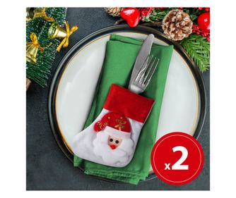 Decor tacamuri de Craciun - Cizma cu Mos Craciun - 12 cm - 2 tipuri - 2 buc./pachet