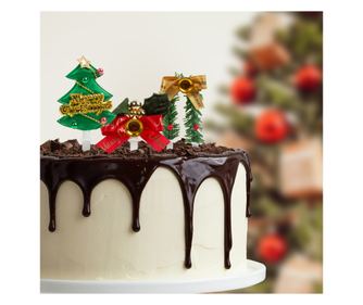 Decor de tort - motive de Craciun - 10 cm - 2 tipuri - 3 piese / pachet