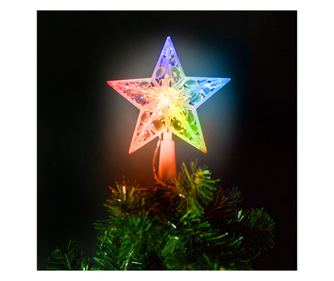 Ornament de pom de Craciun, model stea, 10 LED-15 cm, RGB, 2xAA