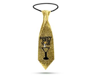 Cravata de Craciun – cu sclipici – aurie – 41 x 11 cm