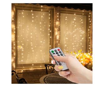 Perdea luminoasa - 100 LEDuri alb-cald - 3 x 1 m - 230V - cu telecomanda