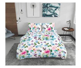 Lenjerie de pat dubla, Amber, Bedora, 180x200, 100% bumbac, multicolor