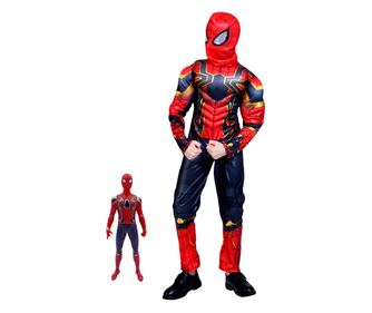 IdeallStore® dječji kostim, Iron Spiderman, crveni, 5-7 godina, figurica uključena