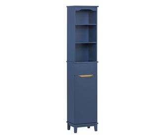 SoBuy BZR112-B Vysoká skříňka Koupelnová skříňka Úzká koupelnová polička Koupelnový nábytek Modrá 35x170x30cm