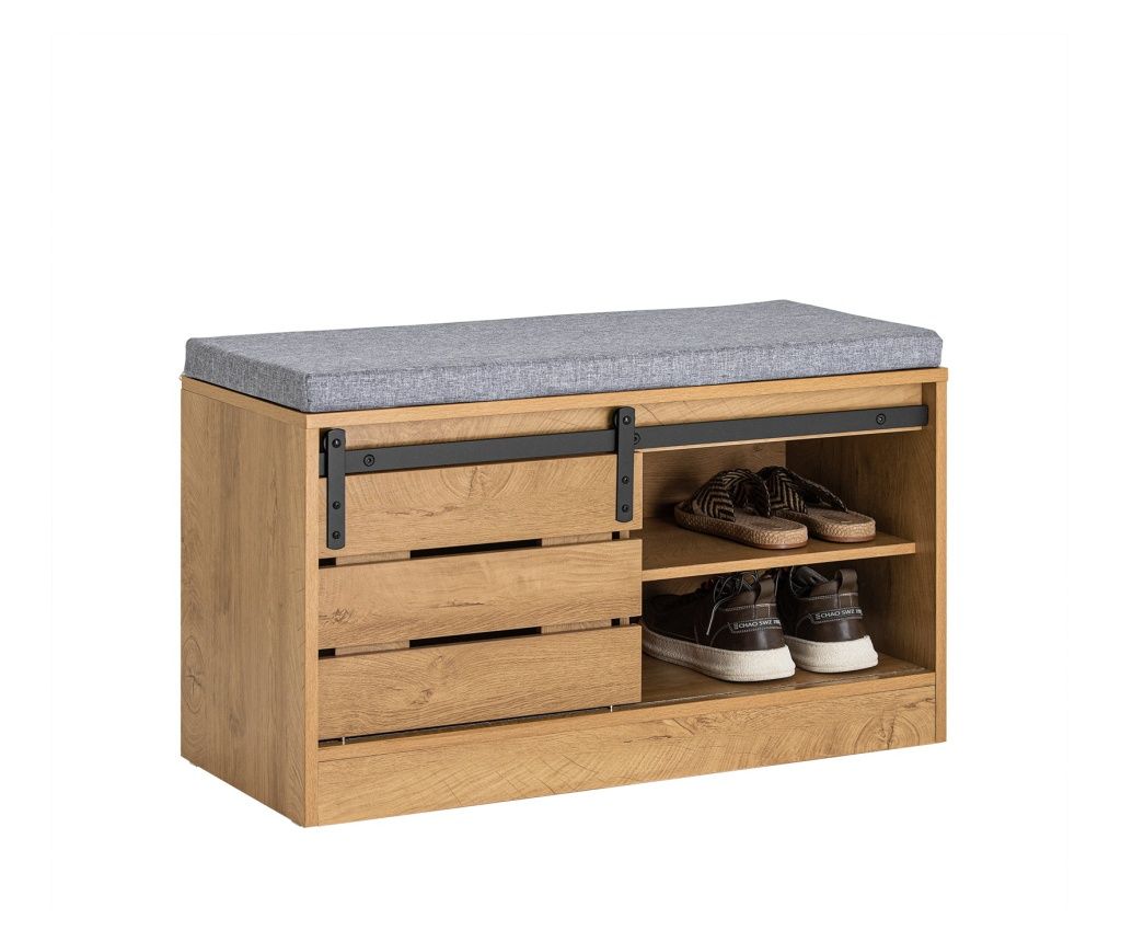 Botník SoBuy FSR120-N Lavice s posuvnými dveřmi Botník Přírodní 80x48x35cm