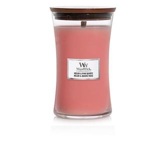 Свещ Wood Wick, Melon And Pink Quartz, Голям Буркан