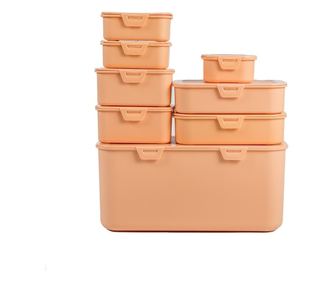 Set de 8 recipiente pentru alimente, diverse dimensiuni, cu capac etans, Gonga® Portocaliu