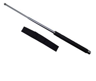 Baston telescopic IdeallStore®, Silver Siege, otel inoxidabil, 64 cm, 3 sectiuni, argintiu, husa inclusa