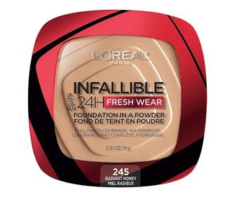 Pudra de fata, Loreal, Непогрешимо 24 часа свежо облекло, фон дьо тен на прах, 245 лъчезарен мед, 9 гр.