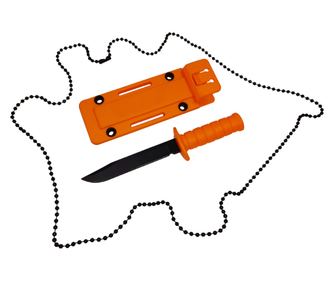 Cutit tactic de vanatoare IdeallStore®, Military Convoy, 10 cm, portocaliu, teaca cu lant inclusa
