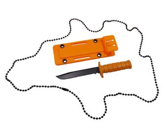 Cutit tactic de vanatoare IdeallStore®, Military Specialist, 10 cm, portocaliu, teaca cu lant inclusa