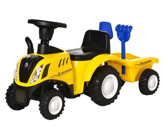Tractor pentru Copii Prevazut cu Loc cu Remorca Varsta 12-36 Luni Galben