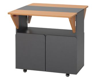 Сгъваема маса за хранене, преносим бюфет с шкаф за съхранение за малки пространства, жълт