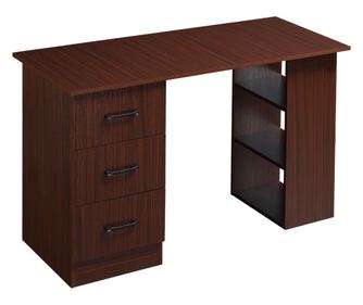 Birou cu 3 sertare si 3 rafturi reversibile, birou din lemn de 120 cm, culoare nuc