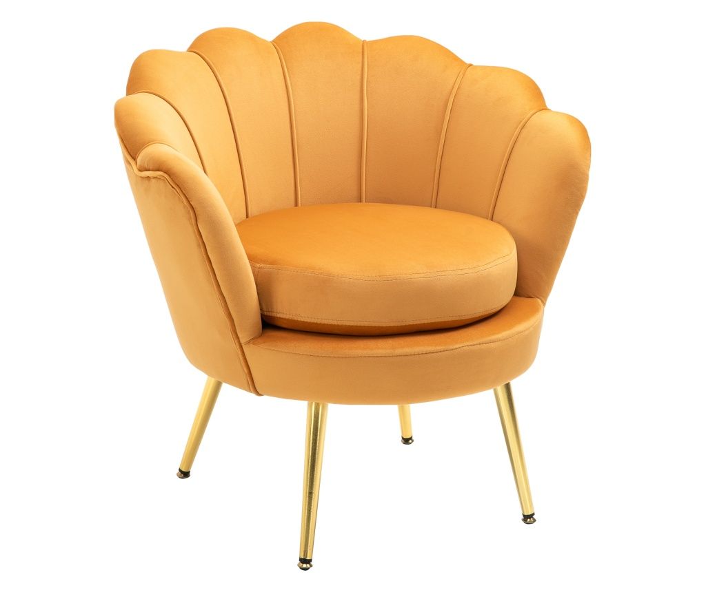 Vintage Design Velvet Armchair Yellow Living Room Chair