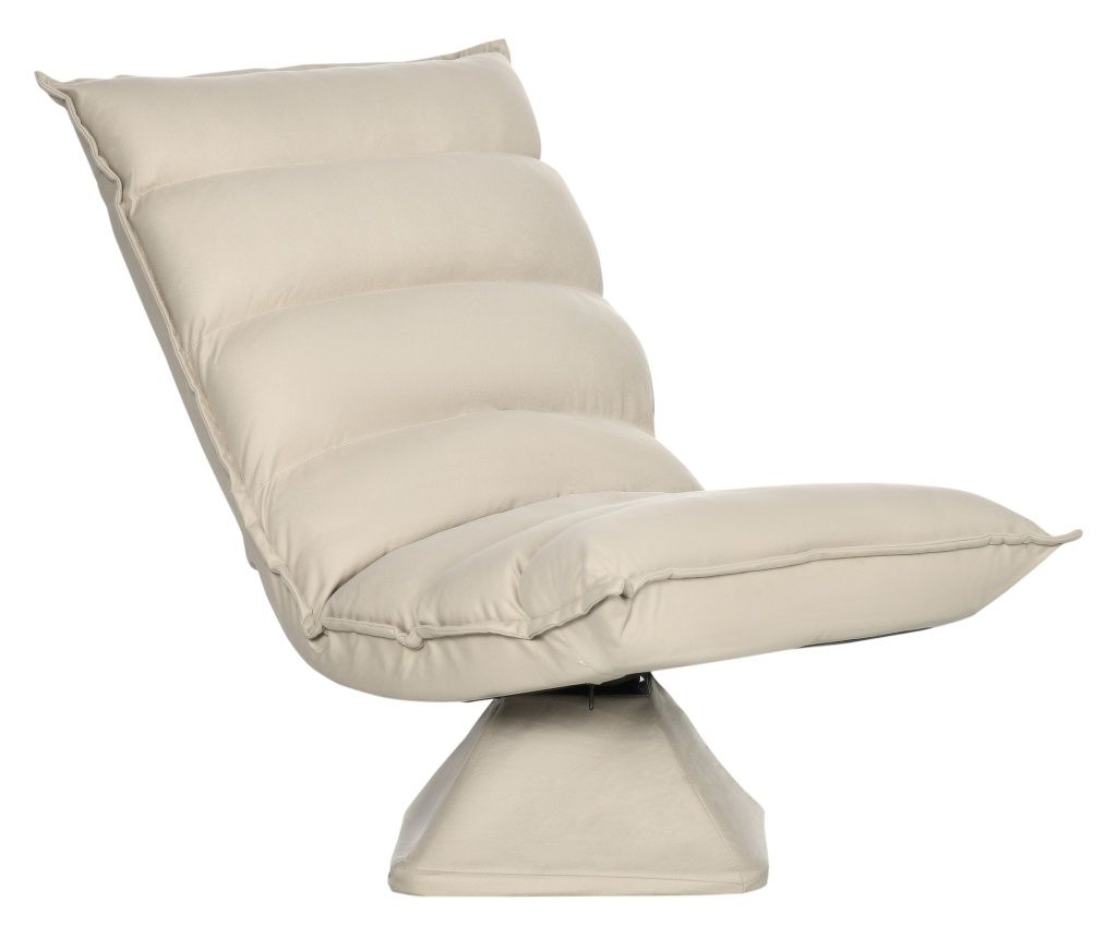 Relaxing Upholstered Armchair with 360° Swivel, 3-Level Reclining Feature, 62x62x95cm, Beige