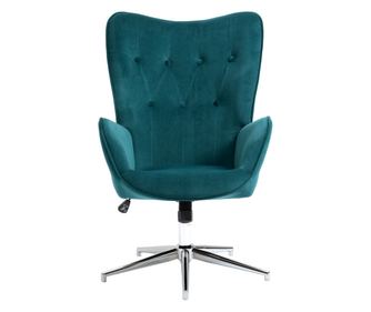 Офис стол и стол за всекидневна от кадифе, въртящ се стол с подлакътници и регулируема височина, син