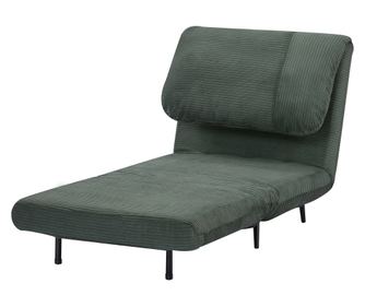 Fotoliu Pat 2 in 1 reglabil pe 3 niveluri cu sezut mare si captuseala din spuma, structura din lemn, otel si efect catifea verde