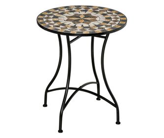 Masa rotunda stil bistro de 60cm, cu mozaic, pentru gradina, veranda exterior, balcon, Gri