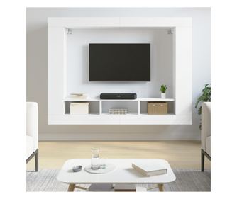 Έπιπλο Τηλεόρασης, λευκό, 152x22x113 εκ., επεξεργασμένο ξύλο