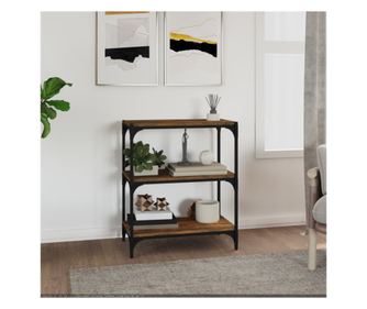 Raft cărți stejar fumuriu 60x33x70,5 cm, lemn prelucrat și oțel