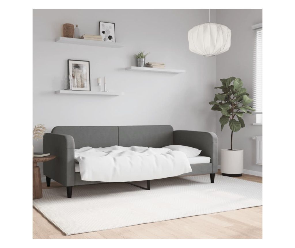 Krevetni okvir, tamno siva, 90x190 cm, tekstilni materijal