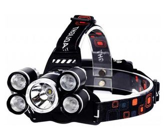 Lanterna KlaussTech de cap 30 W, 8000 lm, 6000 - 6500k, Acumulator reincarcabil, 5 x Cree XML T6, Negru