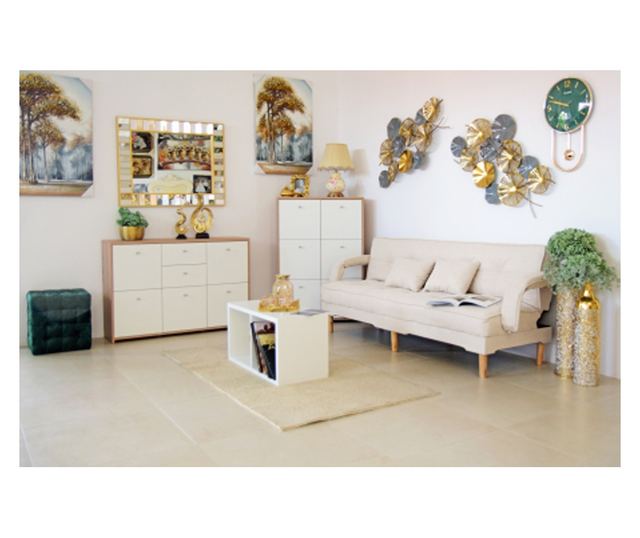 Canapea Clara 200x78x62 cm Rabatabila Stofa Crem