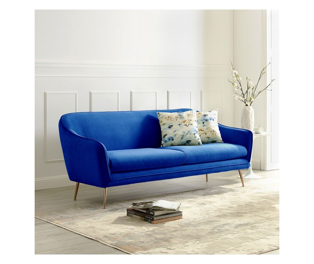 Prevzeto usnjena sedežna garnitura, dimenzije 194x83x86 cm, barva: modra.