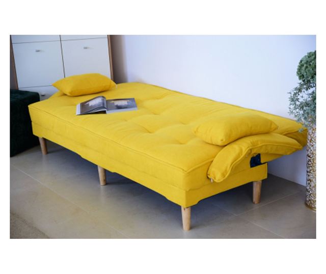 Canapea Clara 200x78x62 cm Rabatabila Stofa Galben