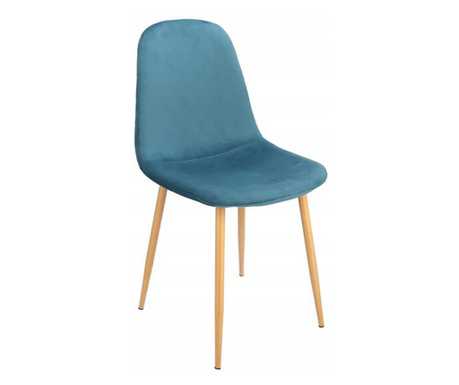 Konyha/nappali szék, Jumi, Vigo, bársony, fém, sötétkék és természet, 44x52x85 cm