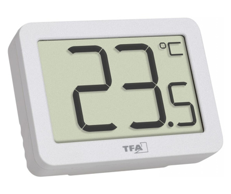 Termometru digital de camera, cu suport magnetic, alb, TFA 30.1065.02