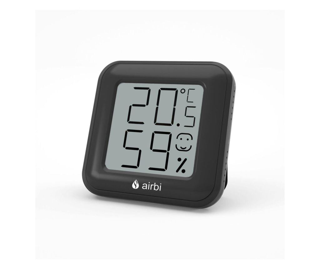 Digitálny izbový teplomer a vlhkomer AirBi SMILE BI1041, LCD displej, pamäť, výklopný stojan s magnetom, čierny - 4