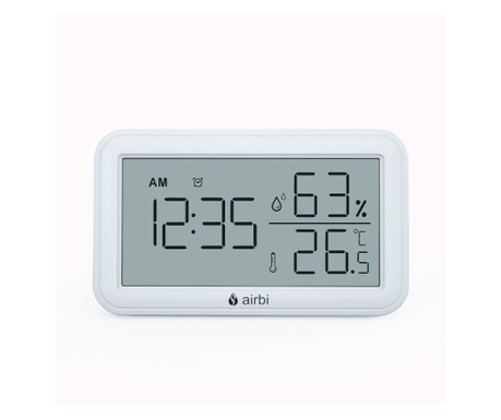 Termometru si higrometru digital de camera, ceas cu alarma, memorie, suport expandabil, alb, AirBi LINE BI1053