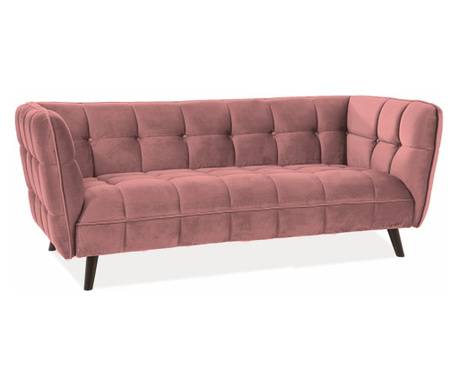 CASTELLO Sofa 3 Baršun Antička ružičasta Bluvel 52/Wenge