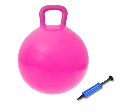 Надуваема топка Mercaton® с дръжка за деца, PVC, 45 см и ръчна помпа, максимум 80 кг, розова