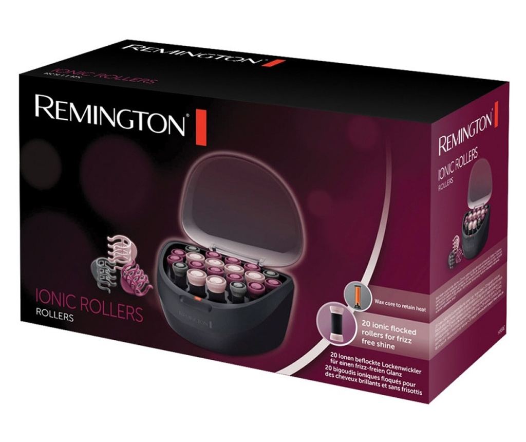 Комплект електрически ролки за коса Remington Ionic H5600, 20 ролки, 3 размера, Йонизация, Кадифено покритие, Черен - 2
