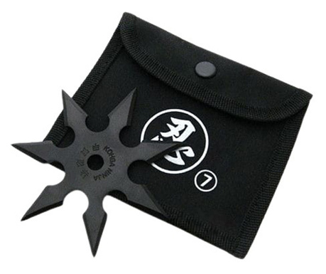 Хвърляща звезда IdeallStore®, Ninja Warrior, 7 ъгъла, металик, черен, 9.5 см
