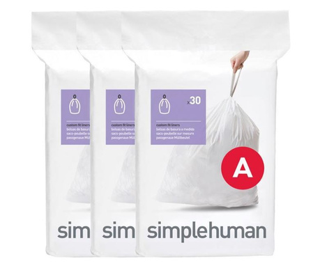 SimpleHuman CW0250 A-típusú szemetes zsák újratöltő csomag 90db