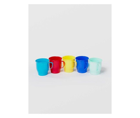 Чаша за чай с дръжка, пластмасова, 9х9 см, различни цветове