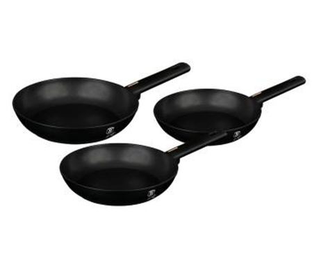 Set de 3 tigai, Berlinger Haus, Aluminiu, Negru, Monaco Collection, BH 7095